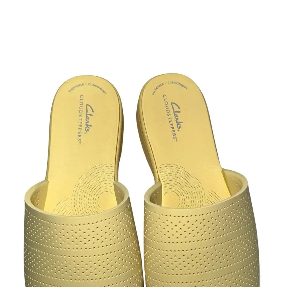 Clarks Drift Twist Light Yellow Platform Slide Sandals SZ/7W